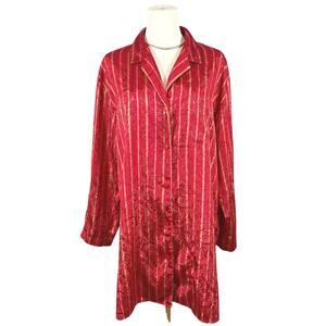 Victoria’s Secret Oversized Red Striped Button-Front Sleep Shirt Nightshirt | M